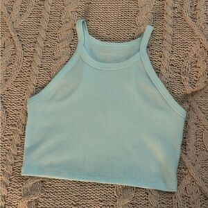 American Eagle Outfitters teal Fitted Crop Tank Top